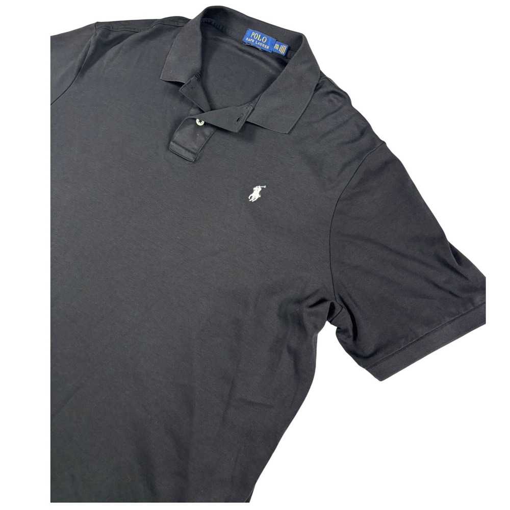Polo‎ Ralph Lauren Mens XXL Black Pima Soft Touch Short Sleeve Polo Pony Logo